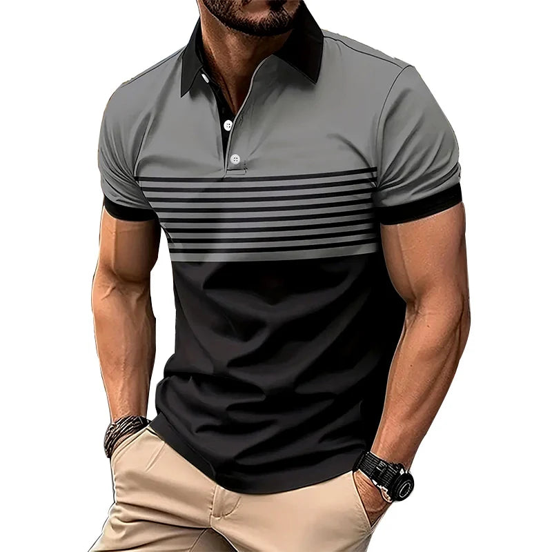 Summer Men's Fashion Item Short Sleeved Regular Edition Button Up Collar Polo Shirt Men's Business Top Summer Men's Fashion Item Short Sleeved Regular Edition Button Up Collar Polo Shirt Men's Business Top